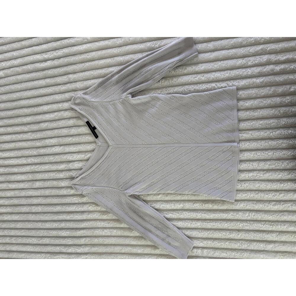 Women's White Knit Sweater Top, Size M